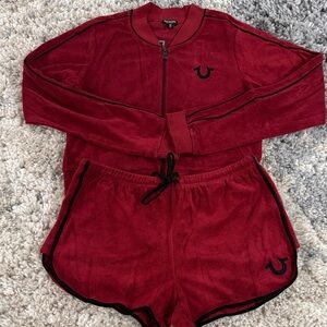 True Religion Red Tracksuit with Black Accents